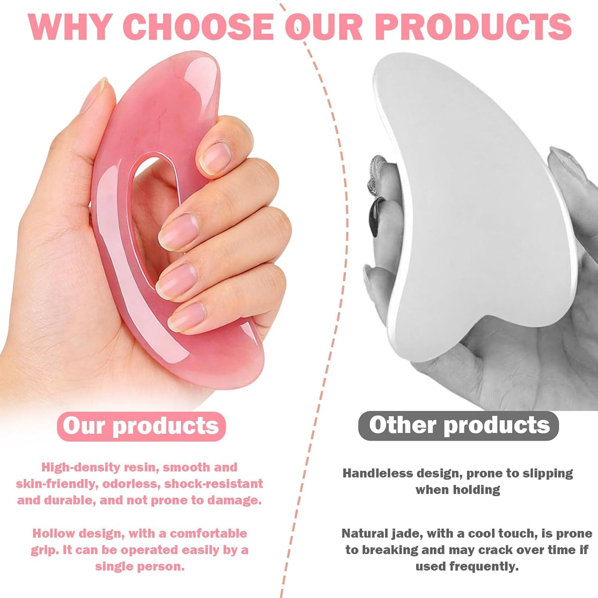 Gua Sha Massage Tool, Resin with Handle