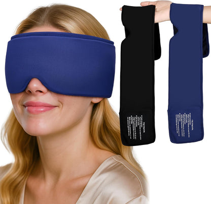 Cooling Gel Eye Mask for Puffy Eyes, Migraine & Headache Relief, Full Eye-Area Cold Compress for Eyes & Temples, FSA Eligible HSA Reusable Eye Ice Pack for Swelling & Post-Surgery Recovery