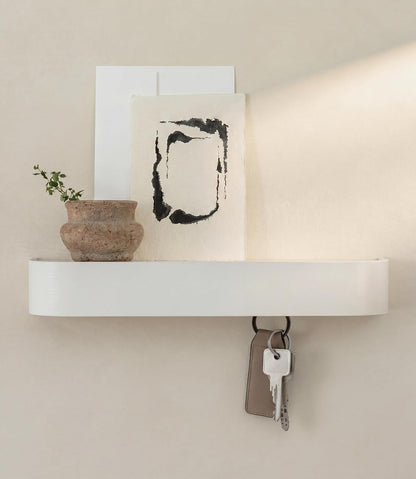 Kazai. Key Holder 'Toke' | Minimalist Key Hook Design from Berlin | Modern Key Holder Wall Mount with Wooden Shelf | Key Rack for Wall as Entryway Organizer | Walnut