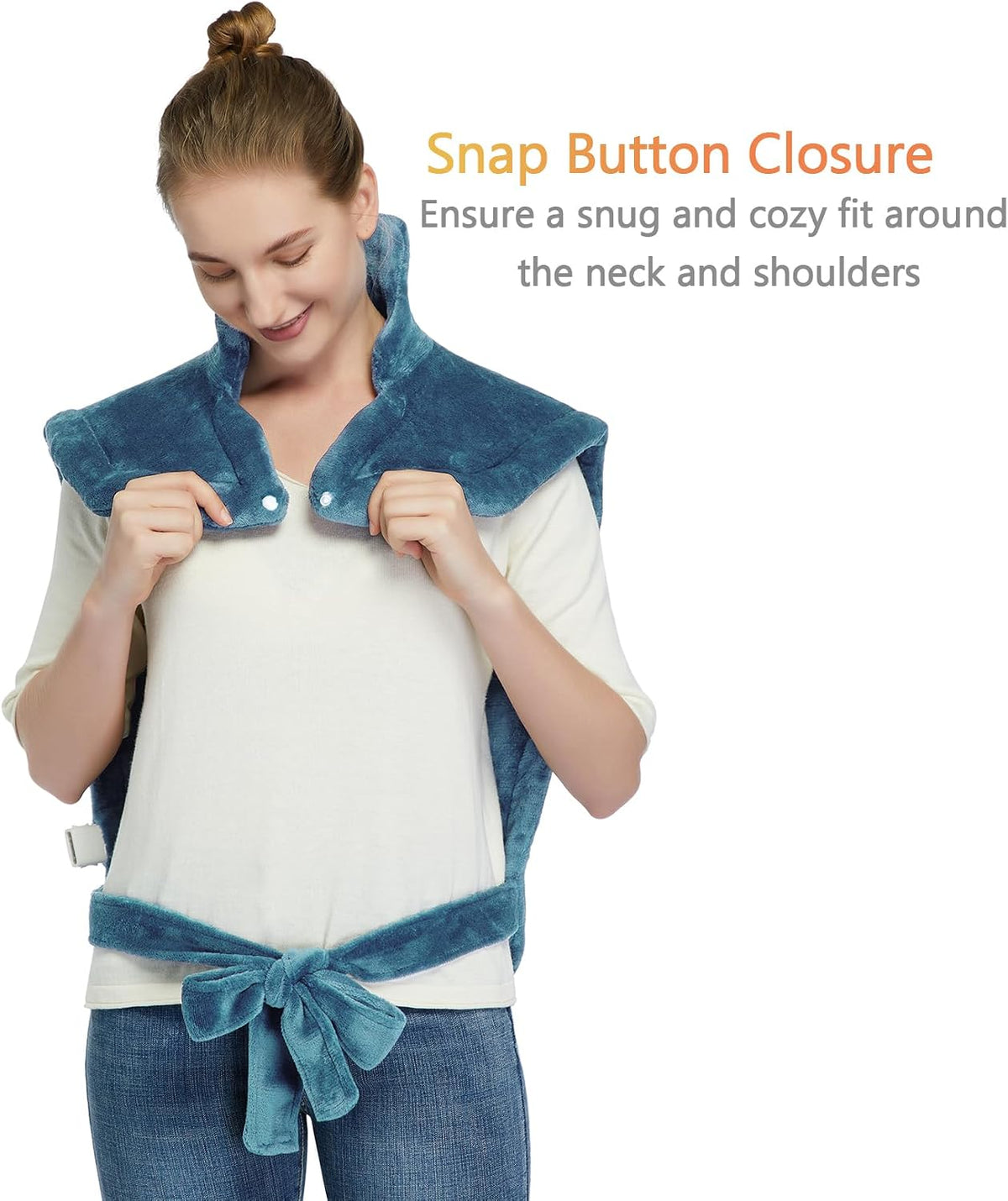 CAROMIO Massaging Heating Pad for Back Pain Relief, Neck and Shoulders
