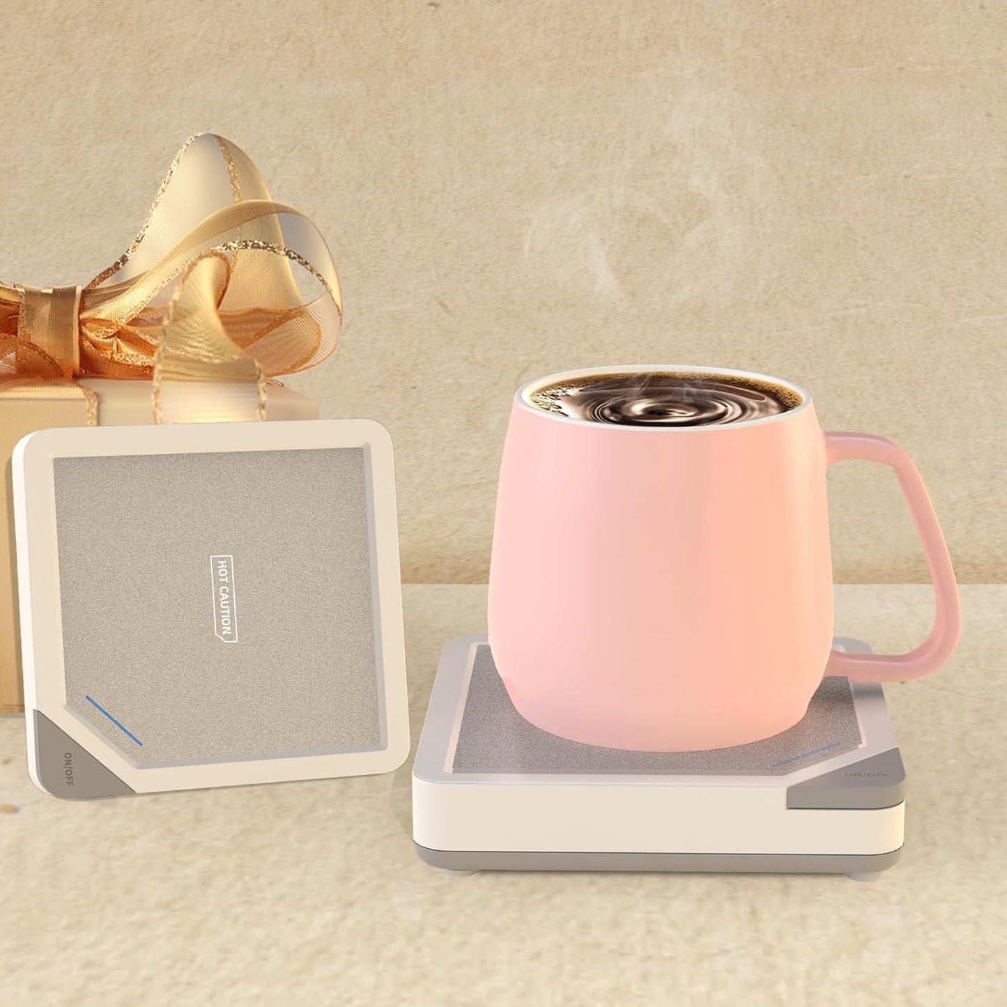 Coffee Mug Warmer Set: Coffee Warmer for Desk Auto Shut Off Candle Warmer Plate Electric Beverage Coffee Cup Warmer Heated Coffee Mug for Coffee,Tea, Milk Up to 131°F/55°C (Green)