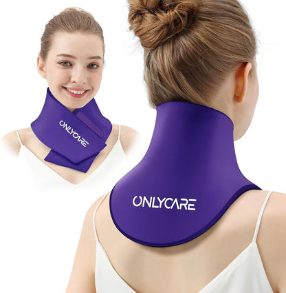 ONLYCARE Neck Ice Pack Wrap Gel - Upgraded Shoulder Ice Packs for Injuries Reusable, Hot and Cold Compress Ice Packs for Neck, Relief of Pain, Office Pressure, Swelling, Sprains