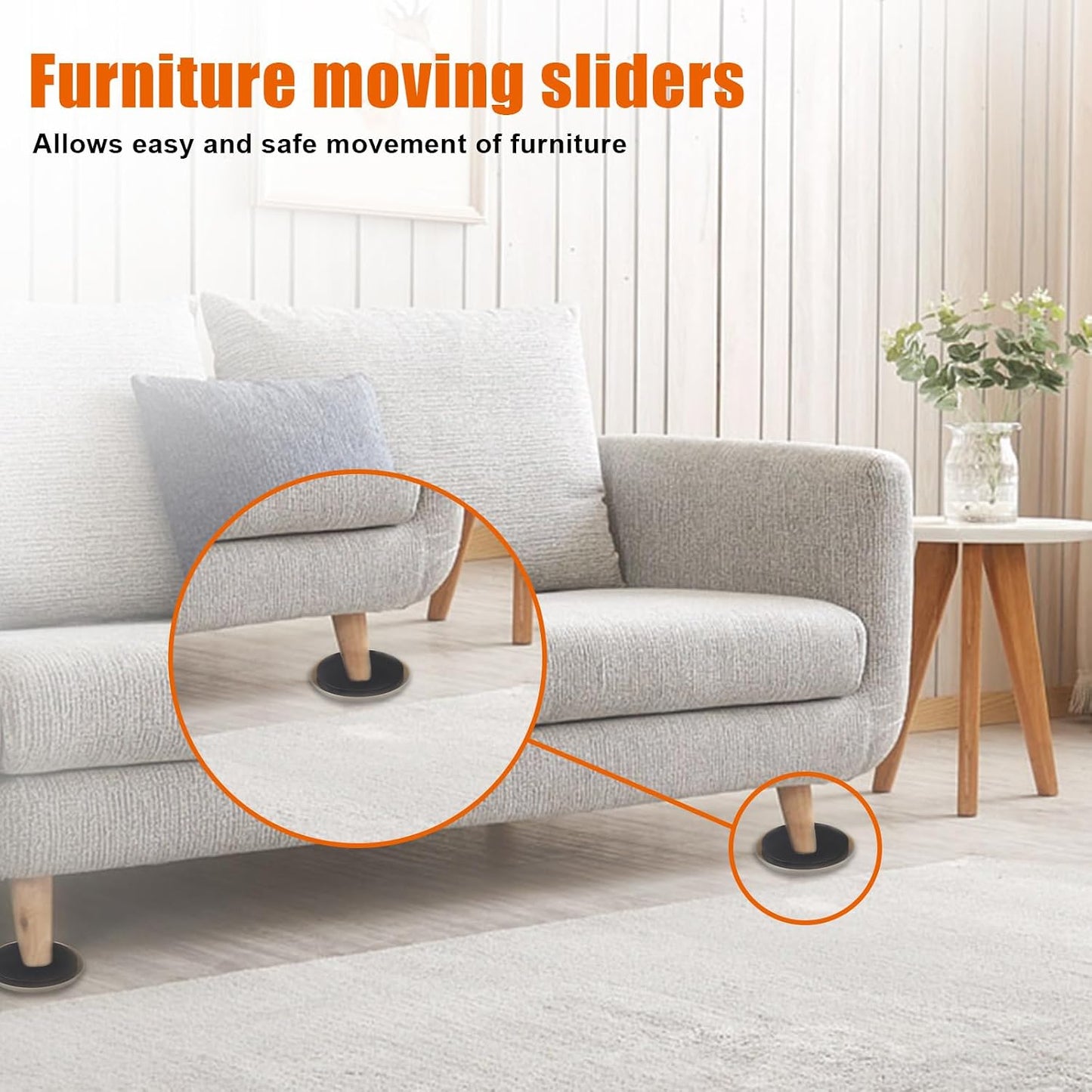 10PCS Furniture Sliders, 3 1/2" Furniture Sliders for Hardwood Floors, Reusable for Carpet, Heavy Duty Furniture Movers Sliders, Carpet, Floor Protectors (Beige)