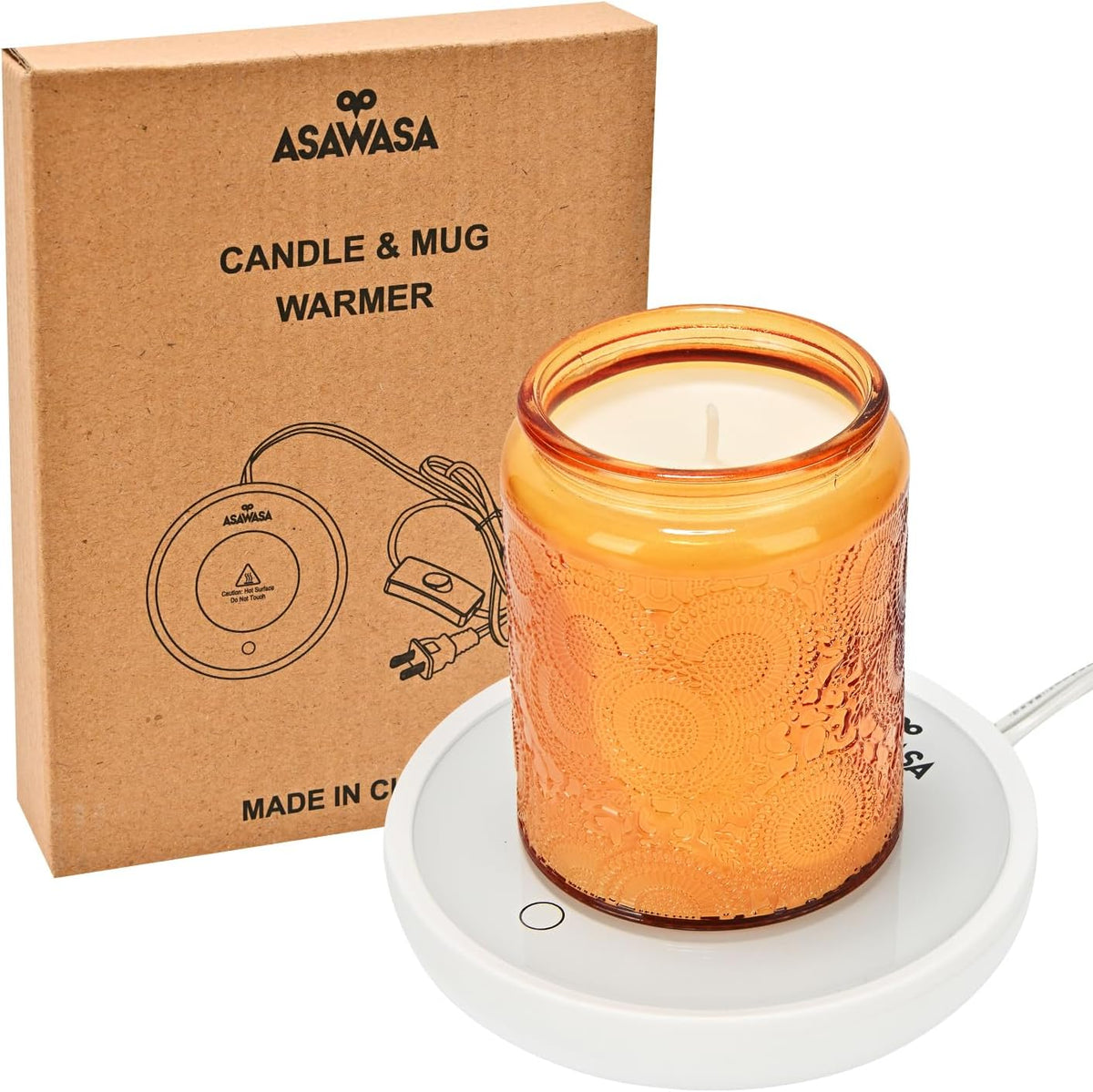 ASAWASA 2PCS Smart Candle Warmer for Large Jar, Coffee Mug Warmers, with Gravity Switch Auto Shut-On/Off, Safely and evenly Release The Aroma, Keep The Drink Warmth, Best Ideals Valentines Day Gifts