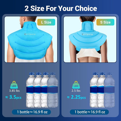 Comfytemp Large Ice Pack for Neck Shoulders Upper Back Pain Relief with Straps, Reusable Gel Ice Wrap Hot Cold Compress Therapy Recovery for Upper Back, Cervical Injuries, Rotator Cuff (Large, Blue)