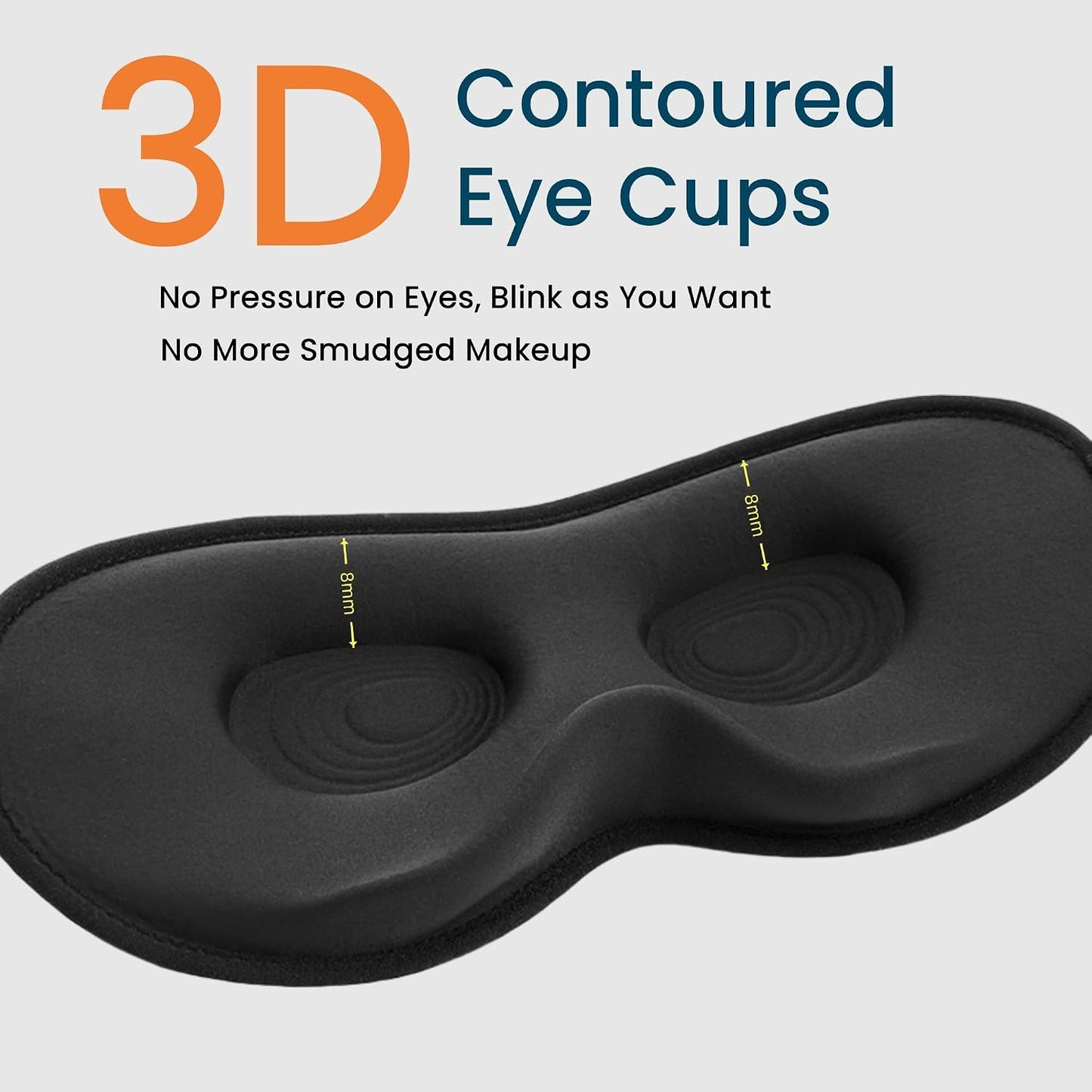 Allfulyun Sleep Mask for Side Sleeper Women Men, 3D Light Blocking Eye Mask,Soft Breathable Eye Shade Cover, Comfortable Night Blindfold,Zero Pressure Sleeping Mask for Travel, Nap, Black