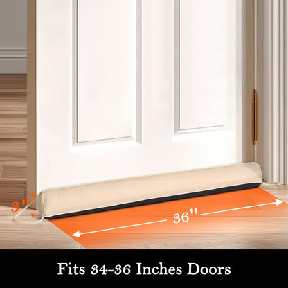Door Draft Stopper with Removable Washable Cover, 38", Black | Weighted Gap Filler, Blocks Hot and Cold Air, All-Season Seal, Easy Install, Noise & Wind Blocker, Home Essentials