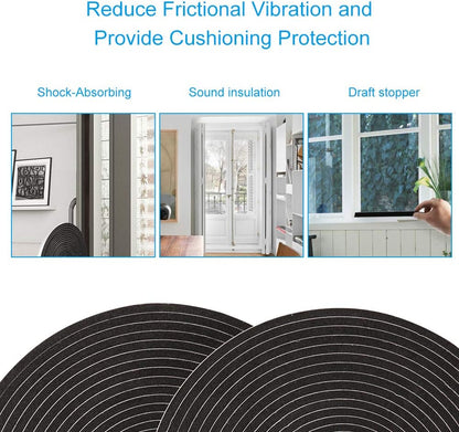 2 Rolls Foam Seal Tape for Door Window Insulation, Soundproof and Shockproof Foam Adhensive Strip, 3/8" Wx3/16 T Single Sided Foam Tape, Cold Air and Draft Closed Cell Seal Strip,Total 32FT