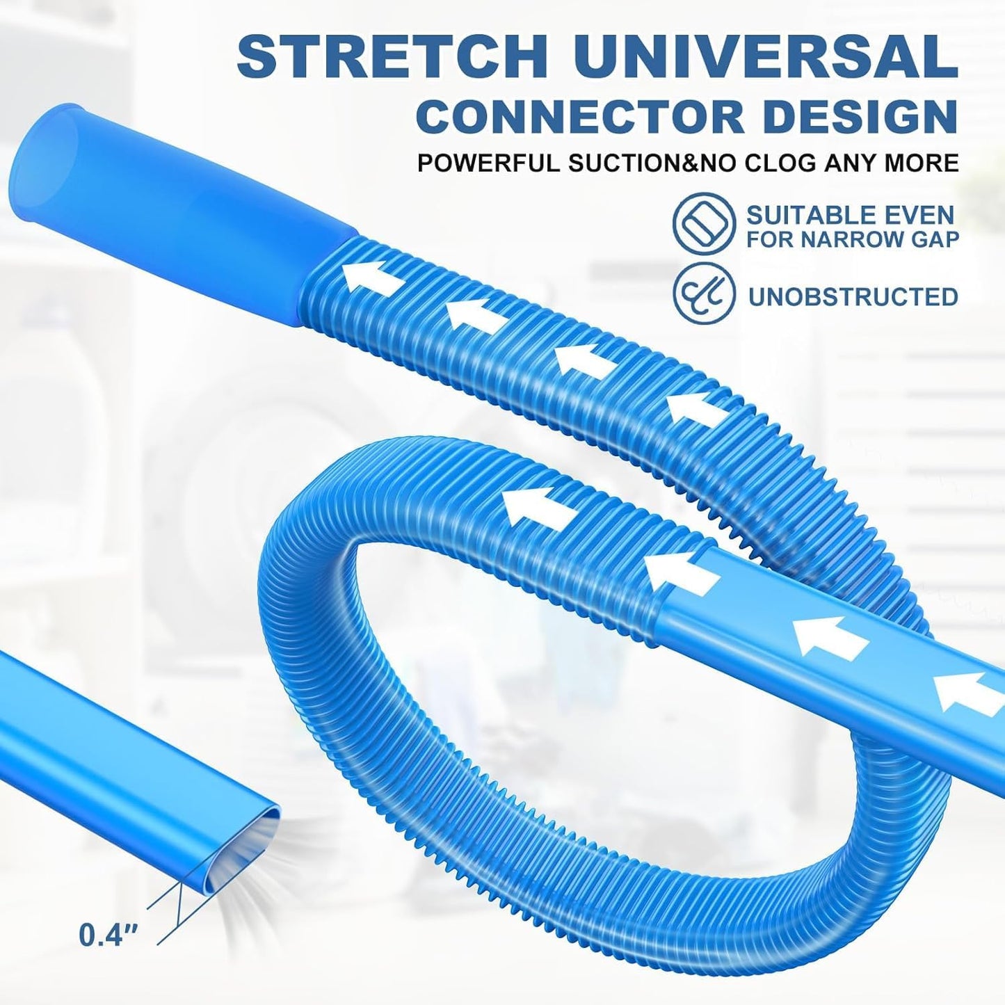 PetOde Dryer Vent Cleaner Kit, Flexible Dryer Lint Vacuum Attachment Compatible with Most Vacuum Cleaner, Blue