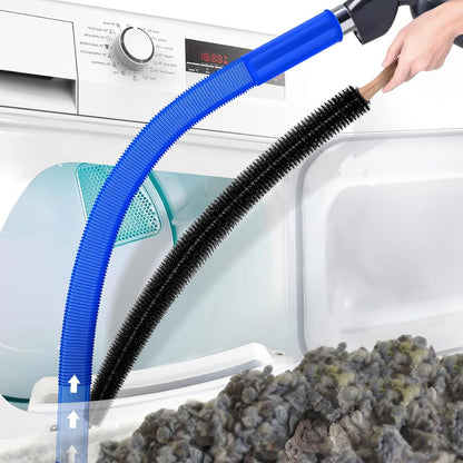 PetOde 2Pcs Dryer Vent Cleaner Kit Universal Vacuum Hose Attachment & Brush | Black Upgraded Flexible Hose for Smooth Airflow Without Whistling Noise, Fits Most Vacuums for Deep Cleaning