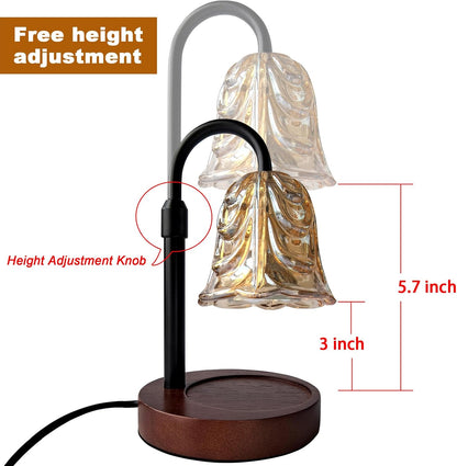ANFOOS Candle Warmer Lamp with Timer and Dimmer, Adjustable Height Flameless Wax Melter for Jar Candles, 4-Level Brightness Control Electric Candle Warmer with 2 Bulbs, Home Decor Gift