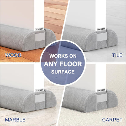 HADOR Door Draft Stopper for Bottom of Door, 36 Inch Under Draft Air Noise Light Blocker 30"- 36" Double Side Triangle Soundproof Sweep Filler Seal Gap up to 1.7" for Patio Sliding Door Guard, Grey | Under Door Gap Filler,Double-Sided Foam Design, Fits