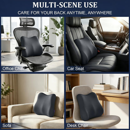 Lumbar Support Pillow for Office Chair Memory Foam Lumbar Cushion with Removable Cover Soft Back Support Pillow Suitable for Car, Couch, Gaming, Dark Blue