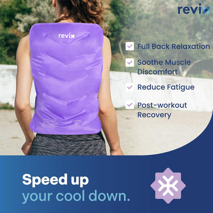 REVIX XXL Full Back Ice Pack Wrap, Reusable Gel Cold Compress for Upper and Lower Back, Long-Lasting Flexible Ice Pack for Muscle Fatigue, Soreness, and Post-Workout Recovery