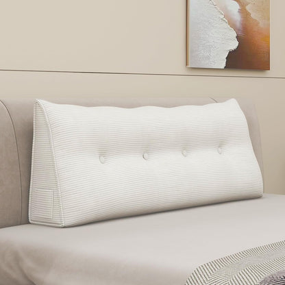 Headboard Wedge Pillows for Sitting Up in Bed Rest Adult，Triangular Upholstered Stuffed Reading Pillow for Sofa Couch Back Cushions Lumbar Body Support Dorm Bedroom（King，Corduroy Gray）