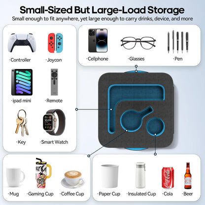 Couch Cup Holder Pillow, Sofa and Bed Caddy for iPad, Kindle, Switch, Game Controller, Remotes, Phones, Small-Sized Cup & Drink Holder for Couch, Bed, Desk, Car, Beach, Bathroom Cup Holder