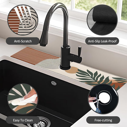 24" X 5.5" Kitchen Sink Splash Guard Faucet Mat Mandala Super Absorbent Fast Drying Faucet Guard & Draining Mat Sink Splash Guard Behind Faucet for Kitchen, Bathroom