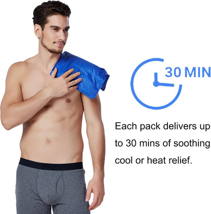 Koo-Care Large Flexible Gel Ice Pack for Injuries Reusable Hot Cold Compress - Fit for Shoulder Arm, Back, Hip, Knee, Shin, Foot Pain Relief, Swelling, Physical Therapy (L, 11" x 14") Pack of 2