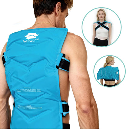 XXL Long-Lasting Cold Ice Pack Wrap for Full Back Pain Relief——Reusable Gel Ice Pack for Shoulder,Hip,Thigh&Calf——21"x13" Robin's Egg Blue