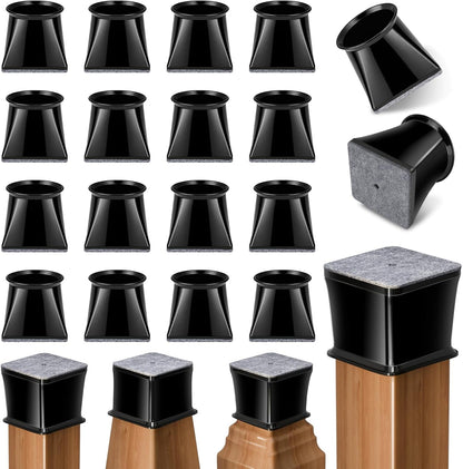 Ansible 24 Pcs Chair Leg Floor Protectors Square | Silicone Felt Furniture Leg Pads Caps Covers for Hardwood Floors (Fit:1-1/16" to 1-5/8")