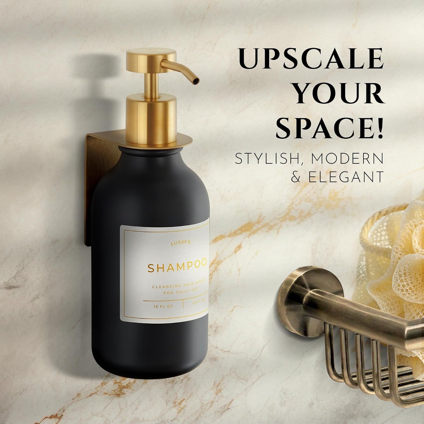 Shower Shampoo Dispenser Wall Mounted – 3 Refillable 16.9 oz Clear Bottles with Stainless Steel Pumps & No-Drill Adhesive Holders – Soap Dispenser Set for Bathroom (3 X Clear/Silver)