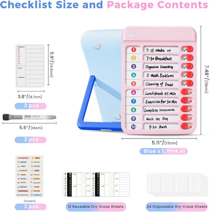 Chore Chart for Kids with Timer, 21 PCS Checklist Magnetic Schedule Board, ADHD Tools with 99-Min Countup/Down Visual Timer, Bedtime/Morning/Daily Routine Chart Dry Erase to Do List with Slider(White)