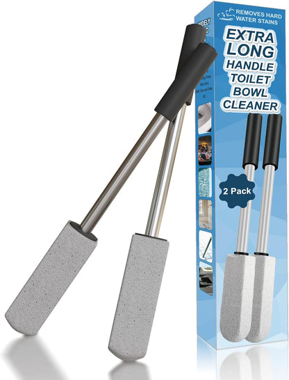 2 Pack Pumice Toilet Cleaner,16.14in Long Handle Toilet Scrubber | 2-pack natural pumice set. Removes hard water, rust & limescale. Safe for toilet, tub, tile, sink & BBQ. 16.14" handle