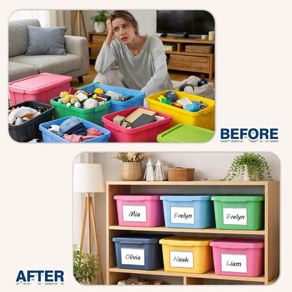 H4D 24 Pack labels for Storage Bins, 4" x 6" Plastic Clear Adhesive Pockets | Top-Open Index Card Holder, Waterproof & Removable Labels for Storage Bins, Totes, Containers, Shelves & Library Organization