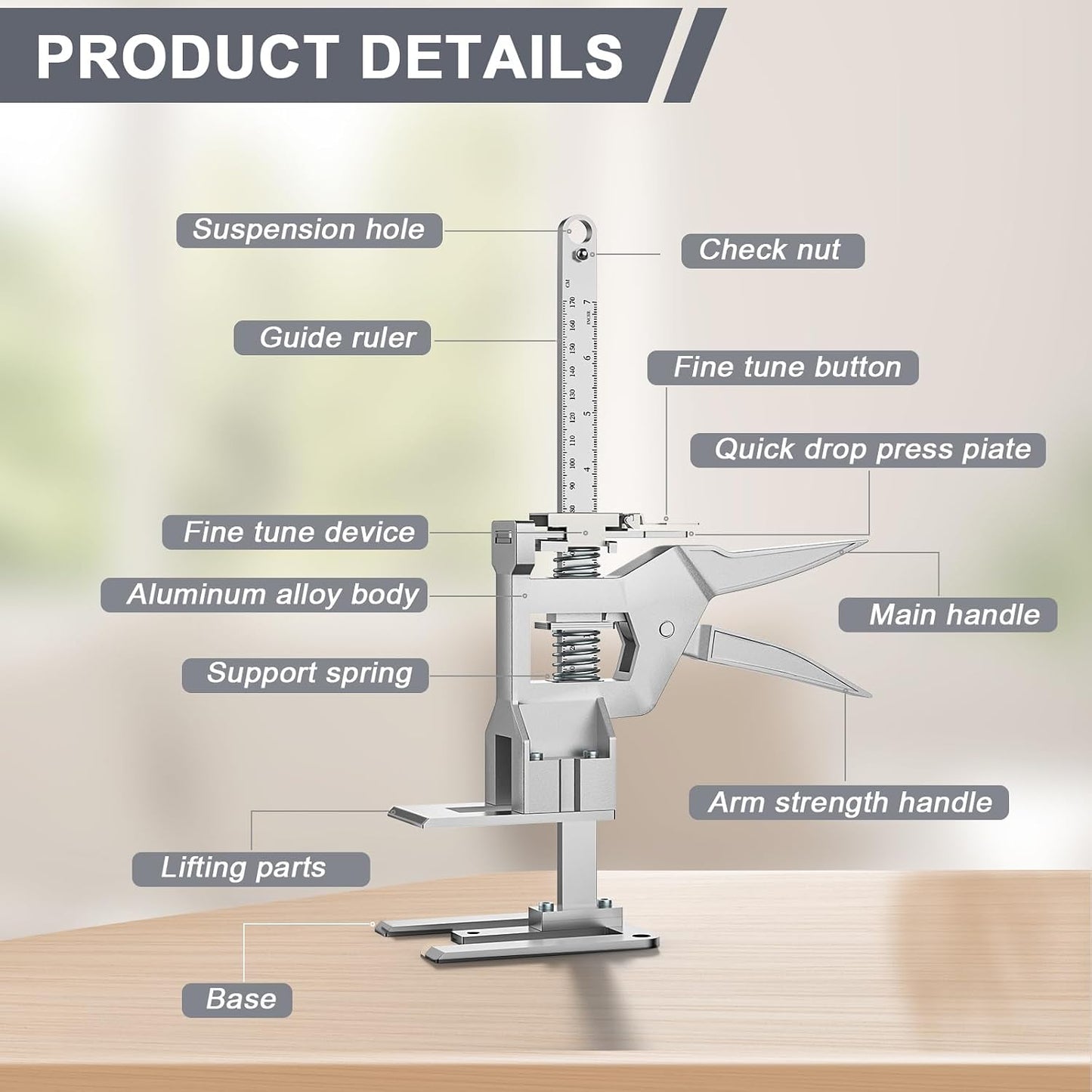 Labor Saving Arm Jack 2 Pack, Load-Bearing 440 lb Multi-Function Height Adjustment Lifting Device, Hand Furniture Lifter Tool, Furniture Jack for Lifting Door Furniture, Wall Tile Positioning