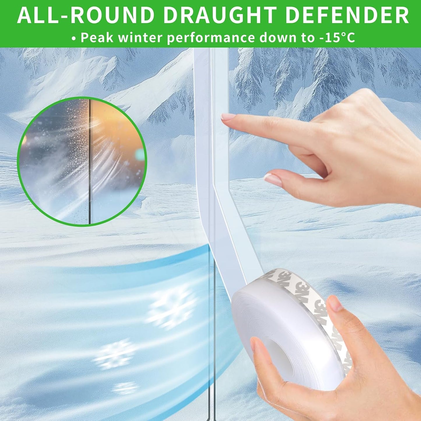 Weather Stripping Door Seal - Updated 1.4in Door Draft Stopper | Silicone Seal Strip for House and Glass Shower Doors for Windows Gaps of Collision and Side, Window Insulation for Winter
