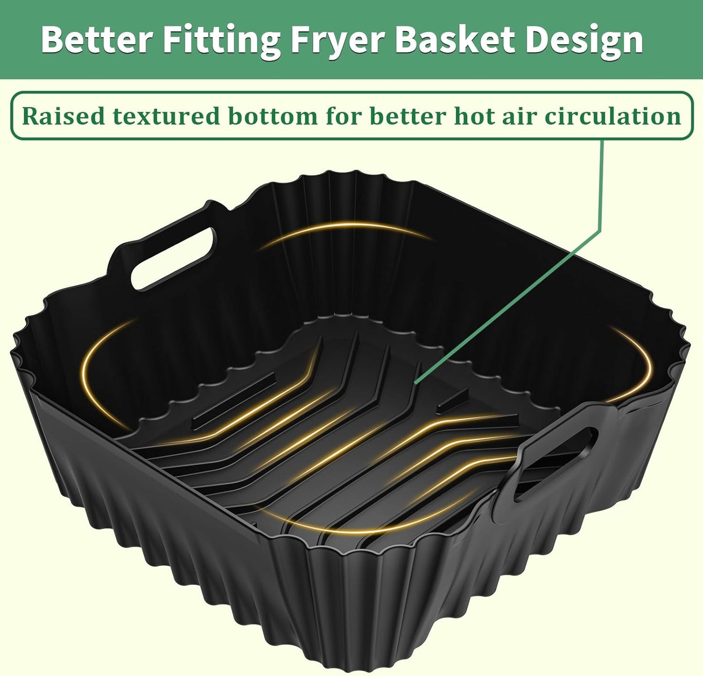 Air Fryer Silicone Liners Square for Chefman 8QT Air Fryer 3 Pack Reusable | Silicone Pot Baking Accessories for Instant, Nuwave, Gourmia and other 8QT to 10QT Large AirFryer, 2 In 1 Liners