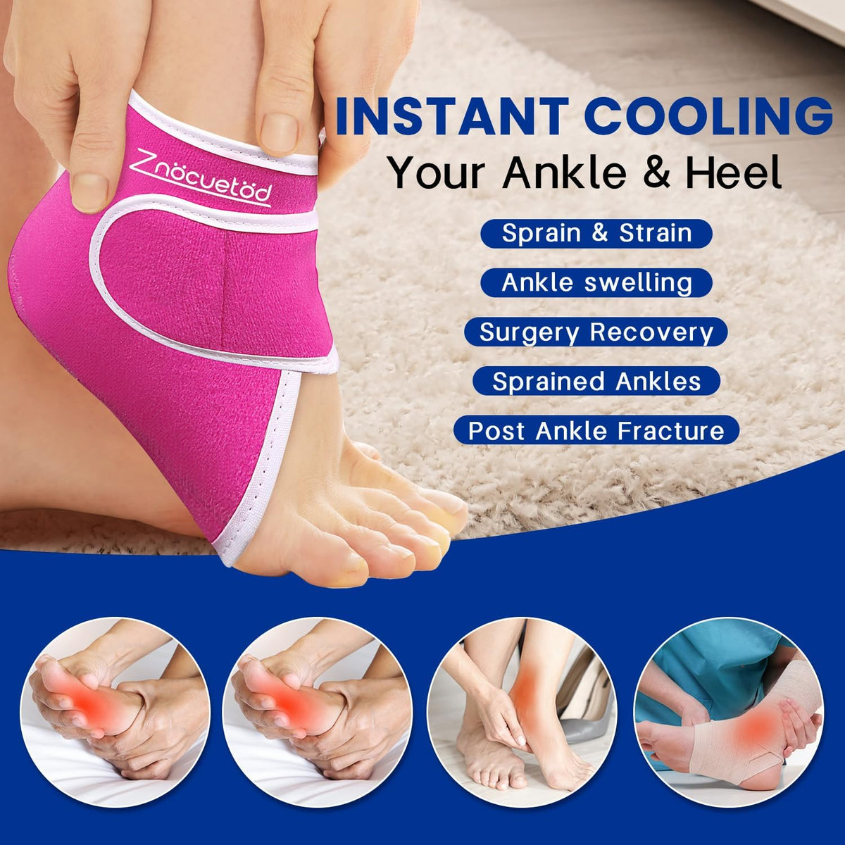 Ankle Ice Pack Wrap for Swelling Foot Heel Pain Relief Reusable Gel-1Pack