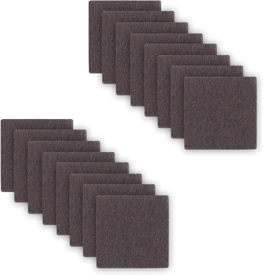 3.5inch Square Felt Furniture Pads, 16Pcs Self Adhesive Cuttable Felt Furniture Leg Pads Floor Protectors Furniture Sliders for Hardwoods Floors, Brown