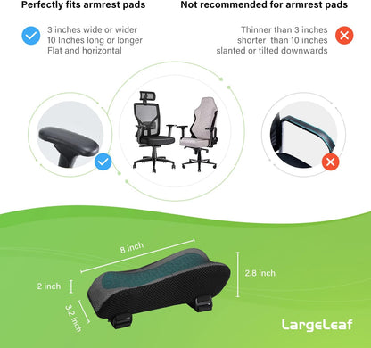 LargeLeaf Chair Armrest Cooling Gel Cushions Elbow Pillow Pressure Relief Office Chair Gaming Chair armrest with Memory Foam armrest Pads 2-Piece Set of Chair