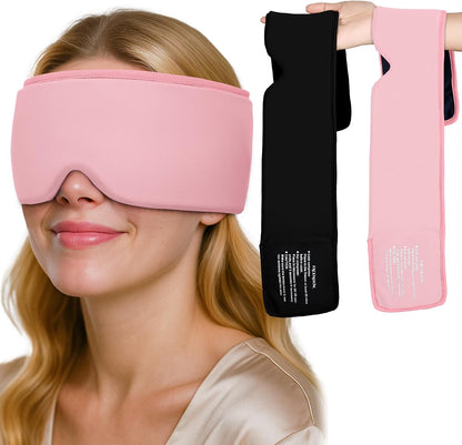 Cooling Gel Eye Mask for Puffy Eyes, Migraine & Headache Relief, Full Eye-Area Cold Compress for Eyes & Temples, FSA Eligible HSA Reusable Eye Ice Pack for Swelling & Post-Surgery Recovery