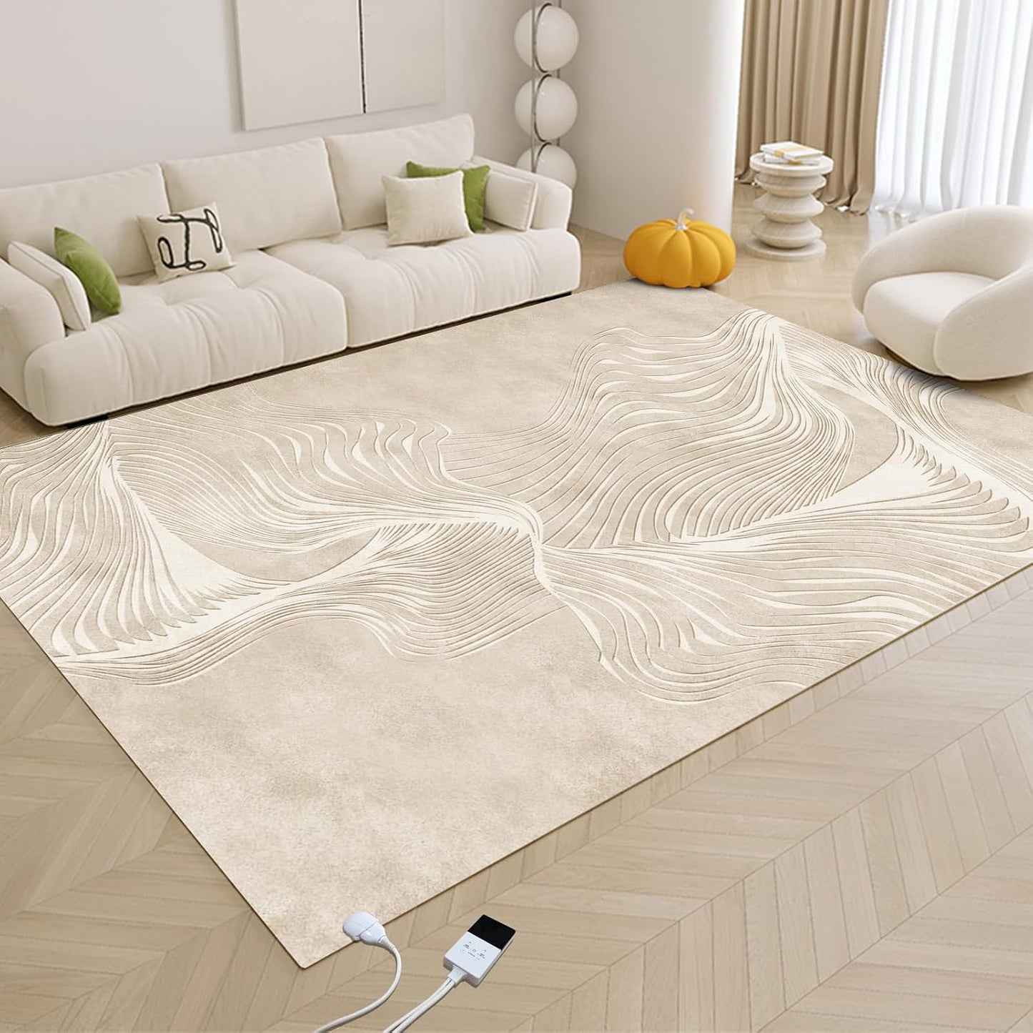 Electric Heated Carpet 35x55in Soft Plush Heating Rug 450W CX | Instant Warmth in 30s, 60 Heat Levels 12h Timer, Energy Efficient Safety Protection Ideal for Home Office Playroom 120V