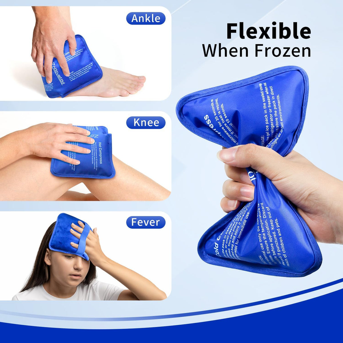 Gel Ice Packs for Injuries Reusable 2 Packs Hot Cold Gel Wrap with Strap