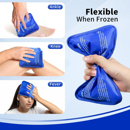 Gel Ice Packs for Injuries Reusable 2 Packs Hot Cold Gel Wrap with Strap