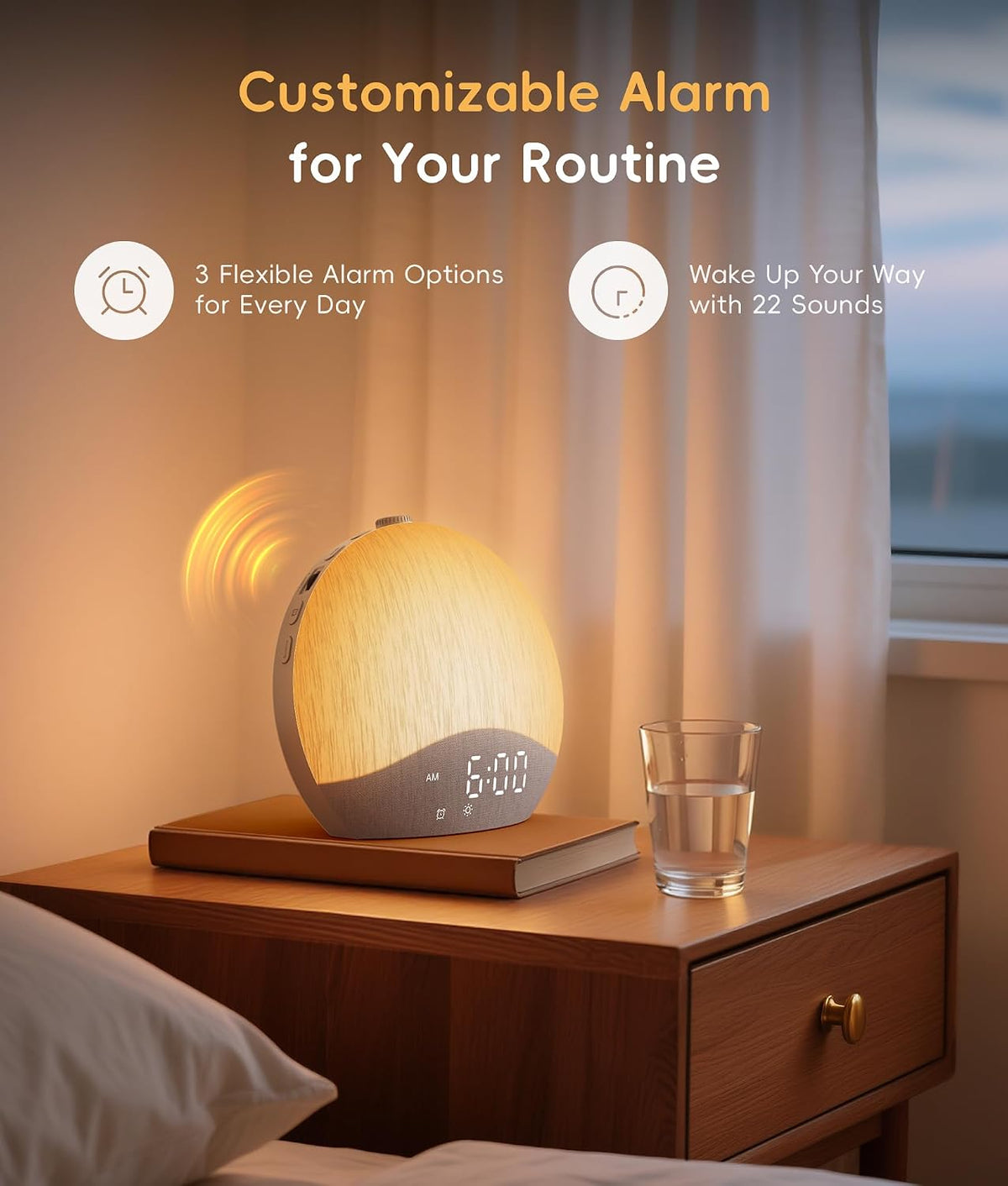 ecozy Sunrise Alarm Clock, White Noise Machine, Sound Machine for Bedroom