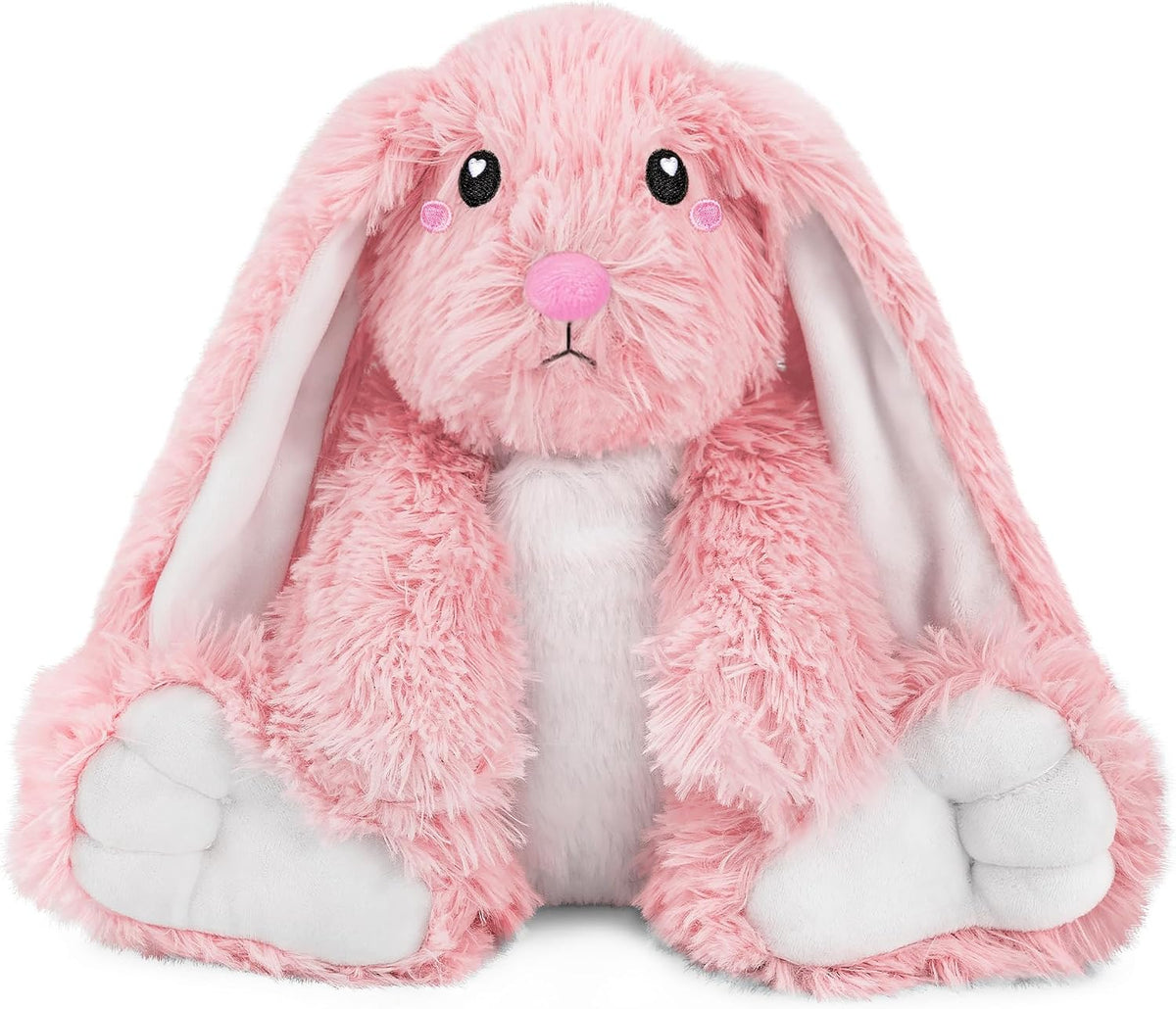 Bunny Microwavable & Weighted Stuffed Animals - 1.5 Lbs Unscented Heating Pad for Period Cramps Pain Relief and Anxiety, Cute Bunny Plush Toys Gifts for Women Girls Adults and Kids by Happy Fuel