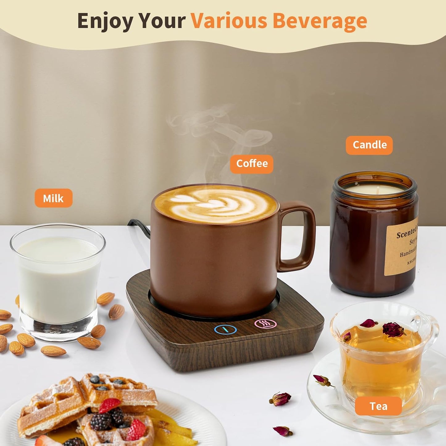 VOBAGA Coffee Mug Warmer, 4 Hours Auto Shut Off Cup Warmer for Office Home Desk with 3 Temperature Settings, Electric Beverage Warmer for Cocoa,Tea, Milk, Soup, for Coffee Gifts, Sky Blue (No Cup)