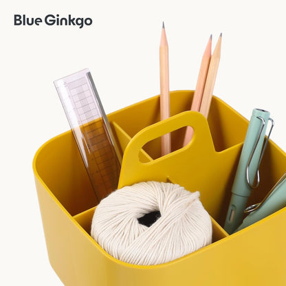 BLUE GINKGO Stackable Organizer Caddy, Rectangle, White, Made in Korea | Portable. Adjustable. Home, Office & School Storage.