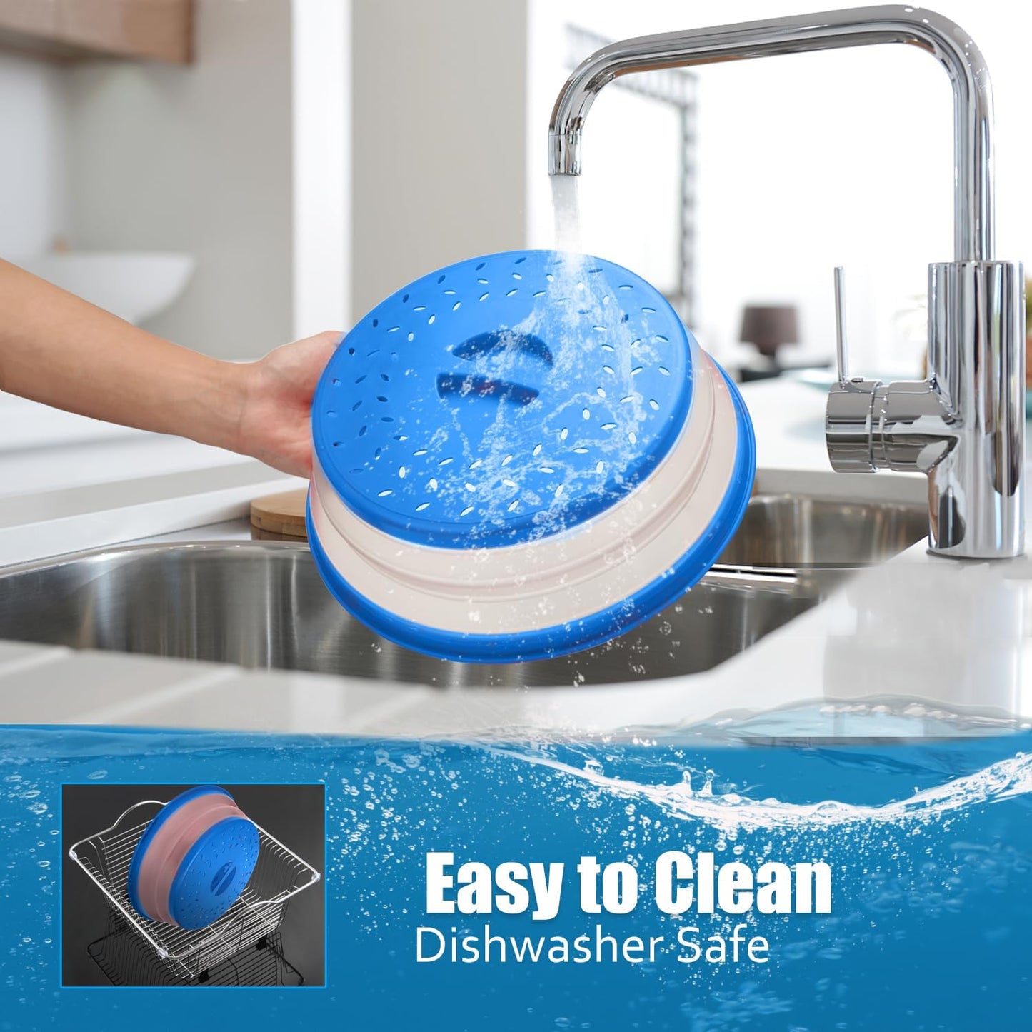 Collapsible Microwave Splatter Cover Microwave Cover for Food with Steam Vent Dishwasher-safe BPA-Free (Grey)