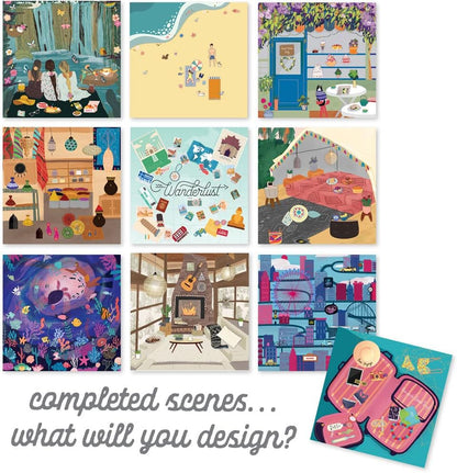 Sticker & Chill Sticker Book for Adults – 700+ Repositionable Colorful Clings Create Designs on 10 Spiral Bound Scene Pages – Easy, Fun & Stress Relieving Relaxation Activity – Wanderlust Series