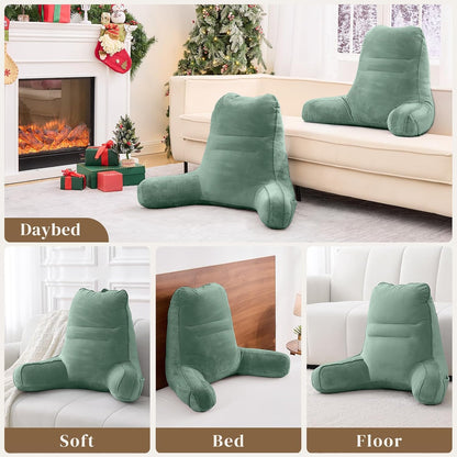 Sasttie Reading Pillows for Sitting in Bed Adult, Back Pillow Bed Sitting Up, Back-Rest Support Cushion for Sit Up on Couch, Sofa, and Floor, Dorm Essentials, Oeko-Tex Certified, Dark Grey