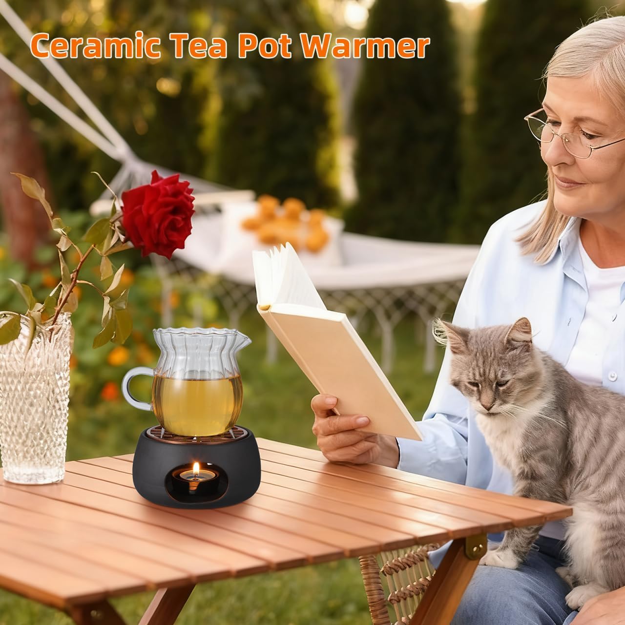 1 Set Ceramic Teapot Warmer Heating Base, Japanese Style 4.72x2.36 Inch Non-Slip Mat, Home Office Tea Coffee Milk Candle Holder Desktop Decor