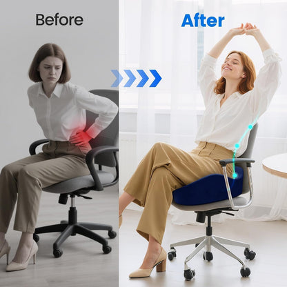 Seat Cushion, Non-Slip Memory Foam Chair Cushion for Taibone, Black/Large | Chair Pillow with Handles for Car Office Chair, Tailbone/Sciatica Easing& Post-Surgery Recovery Chair Cushion