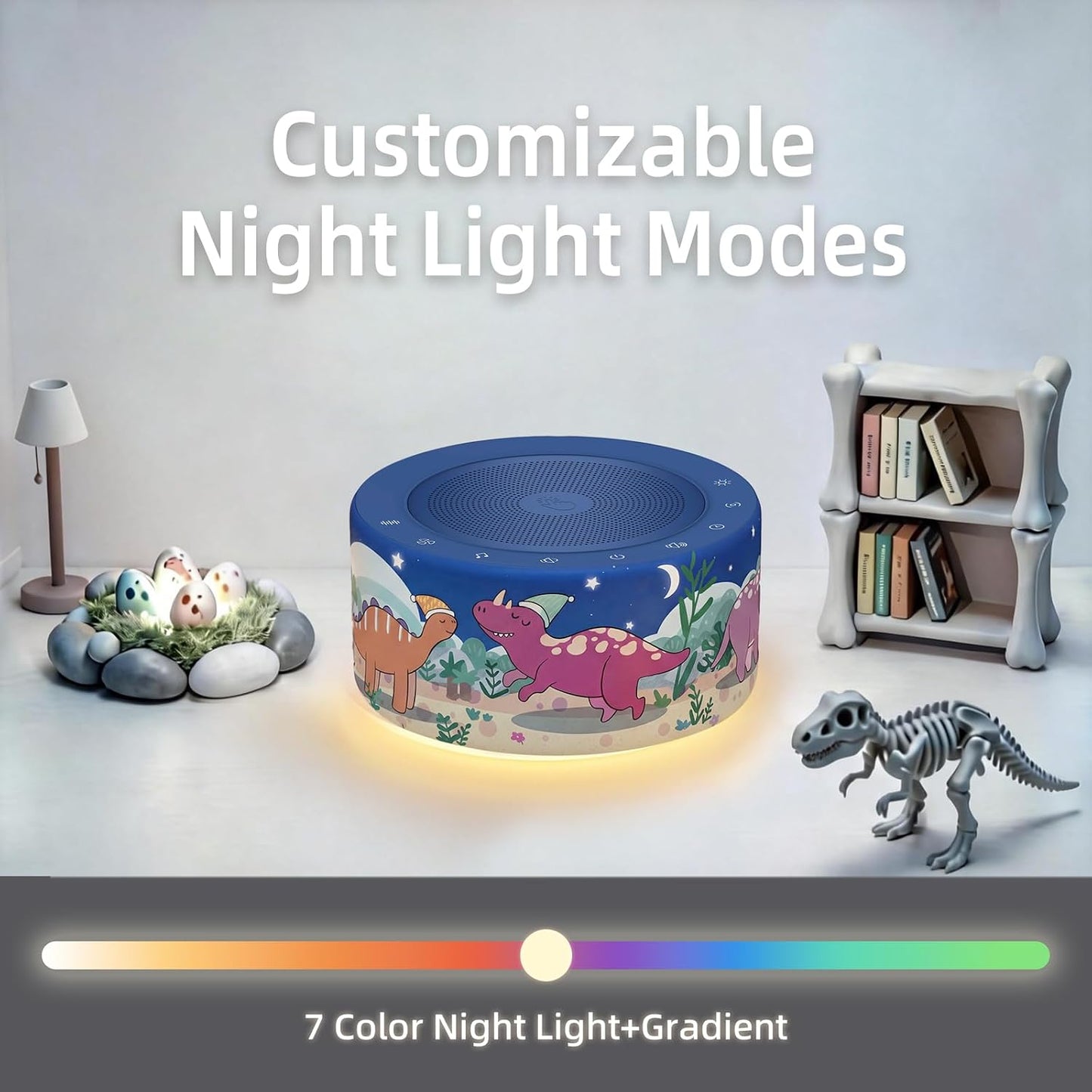 Kipcush White Noise Machine for Baby & Adults, 30 Soothing Sounds, Sleep Sound Machine with 8 Color Night Light, Memory Function, White Noise for Sleeping, Nursery, Office, Travel & Relaxation