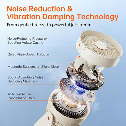 3D Oscillation Air Circulator Fan with Remote, 12000mAh Battery Operated Cordless Desk Fan, 20dB Whisper Quiet Table Fan for Bedroom Home Office, 12 Speeds, 12H Timer, 650 CFM Powerful Airflow