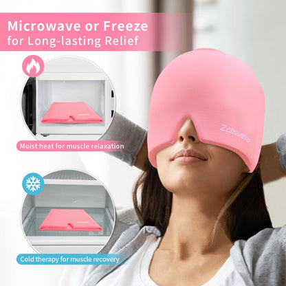 ZNÖCUETÖD Migraine Headache Relief Cap Hat Full Head ice Pack Wrap Cold Cap